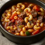 Goulasch de bœuf mijoté en cocotte, nappé d’une sauce paprika onctueuse et corsée