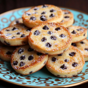 Mini Galettes Sucrées dorées, servies avec sucre glace et fruits rouges