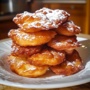 Beignets bretons aux pommes dorés et saupoudrés de sucre glace