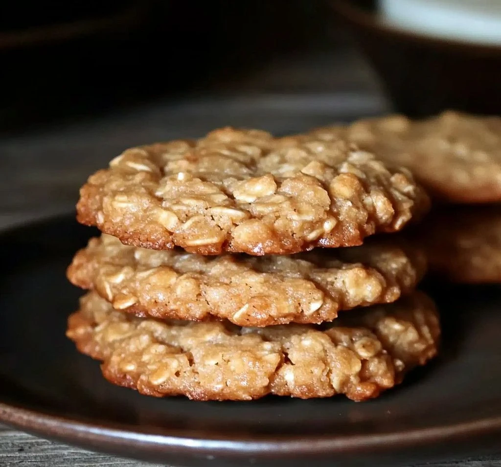Pile de biscuits au gruau et à l’érable sur une assiette en céramique