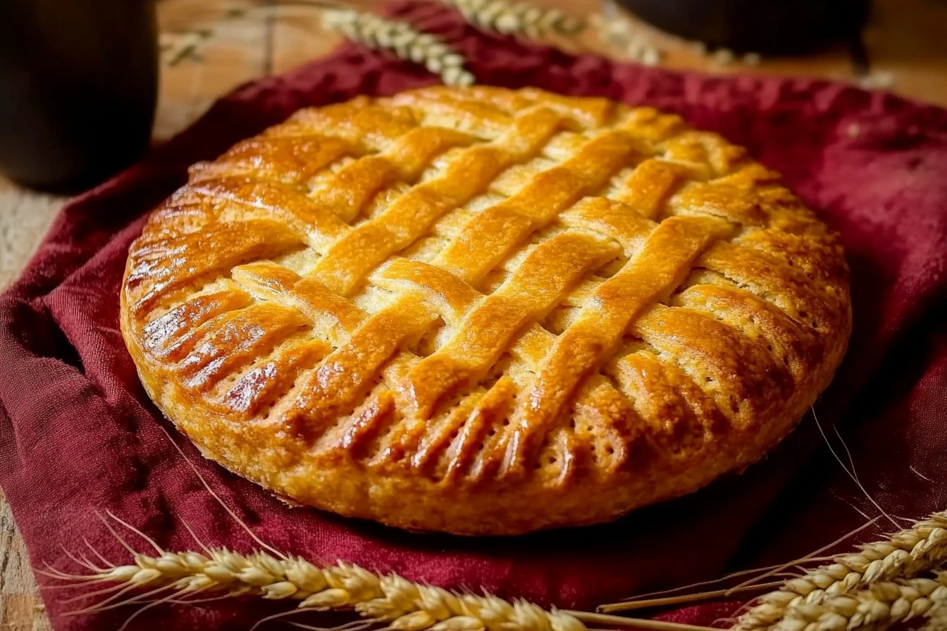 Broyé du Poitou doré, partiellement cassé, posé sur une planche rustique