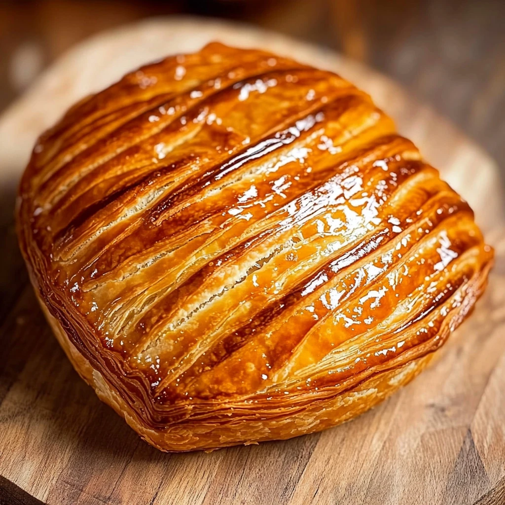 Chausson aux pommes maison saupoudré de sucre glace sur une assiette blanche