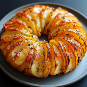 couronne de pommes de terre montrant un intérieur fondant et bien cuit
