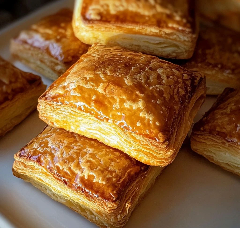 Gros plan sur la garniture fondante d’un feuilleté aux lardons et crème fraîche
