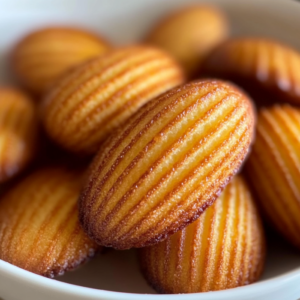 madeleines à la vanille servies avec une tasse de thé fumant