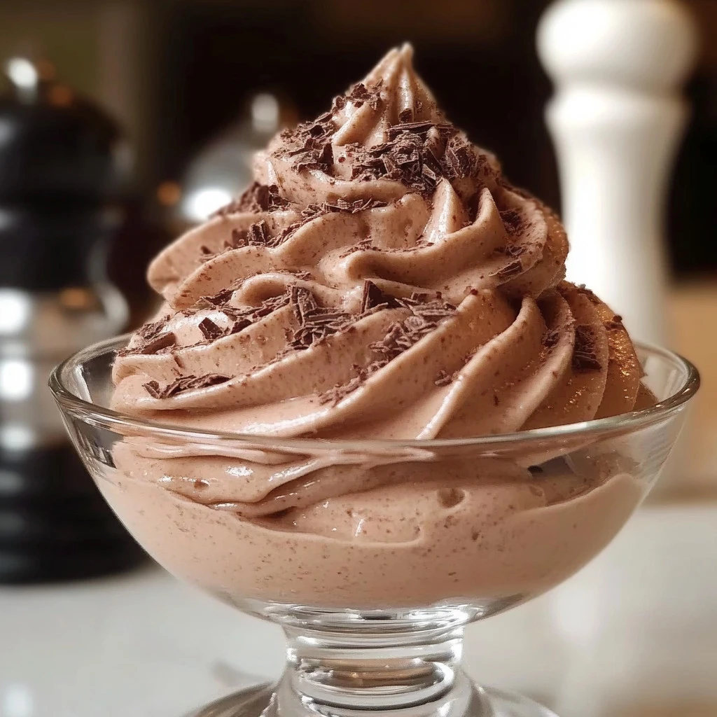 Mousse mascarpone au chocolat décorée de fruits rouges et de menthe fraîche