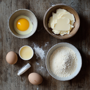 broyé du Poitou : farine, beurre, sucre, œuf et une pincée de sel