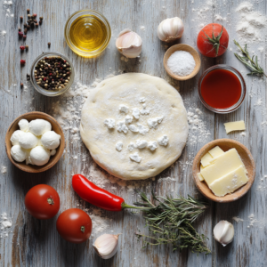 pizza au miel fondant avec un filet de miel épicé et croûte dorée