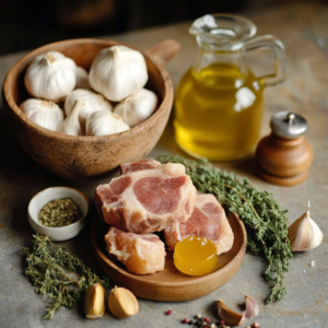 Rôti de porc entier au four avec croûte dorée au miel et moutarde
