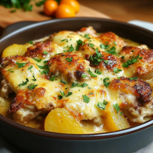 Ragoût de pommes de terre aux boulettes mijotant dans une cocotte en fonte
