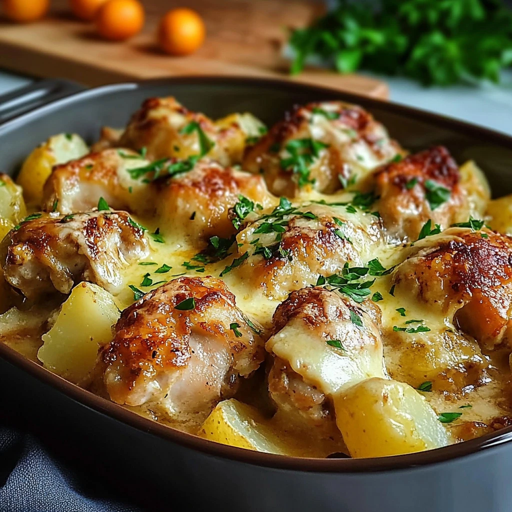 Gros plan sur une boulette tendre nappée de sauce accompagnée de pommes de terre