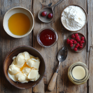Sablés moelleux à la confiture de framboise, saupoudrés de sucre glace dans une assiette