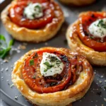 Zoom sur une tartelette coupée montrant le cœur fondant au chorizo et au chèvre