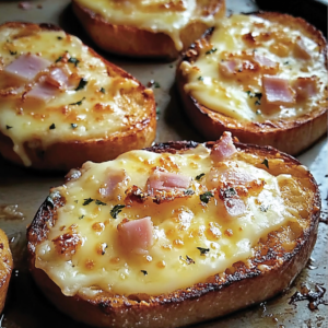 tartines gratinées jambon-fromage avec fromage coulant