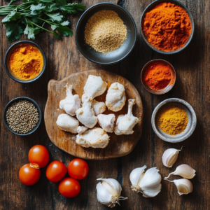 poulet tikka massala nappés d’une sauce rouge crémeuse